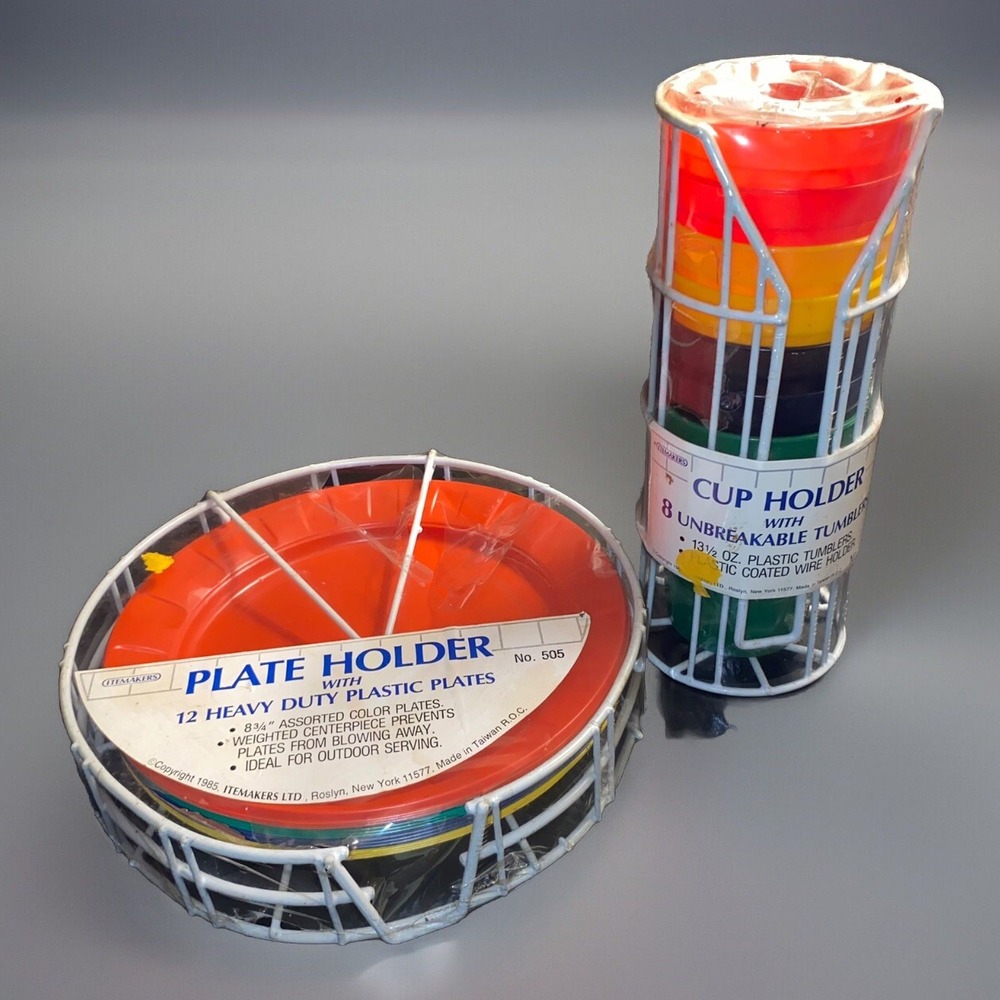 Vintage Camping Plates And Cups Idemakers 80s Scouts Vacation Outdoor Durable